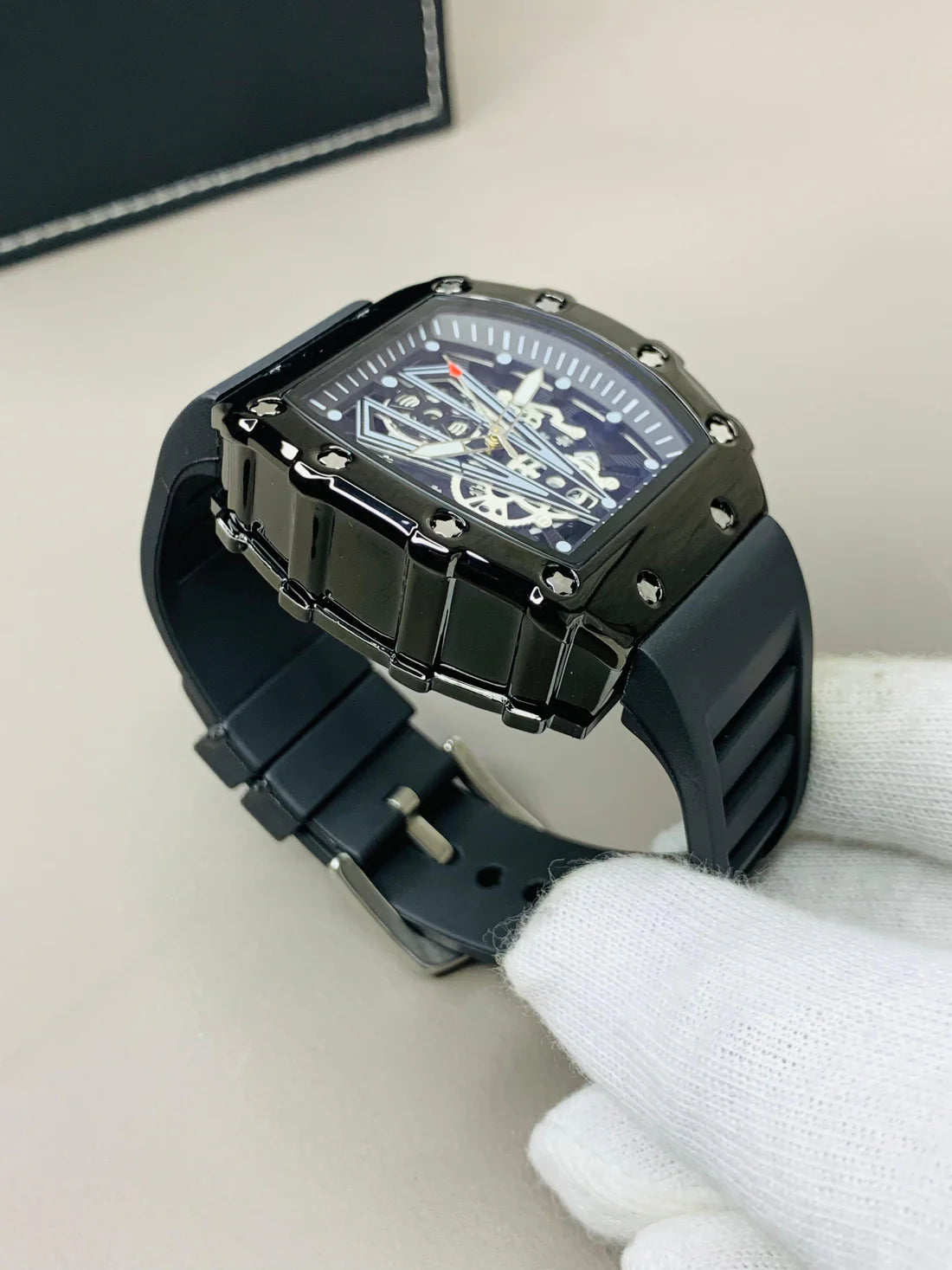 WRISTZ - Black Belt Skeleton Watch